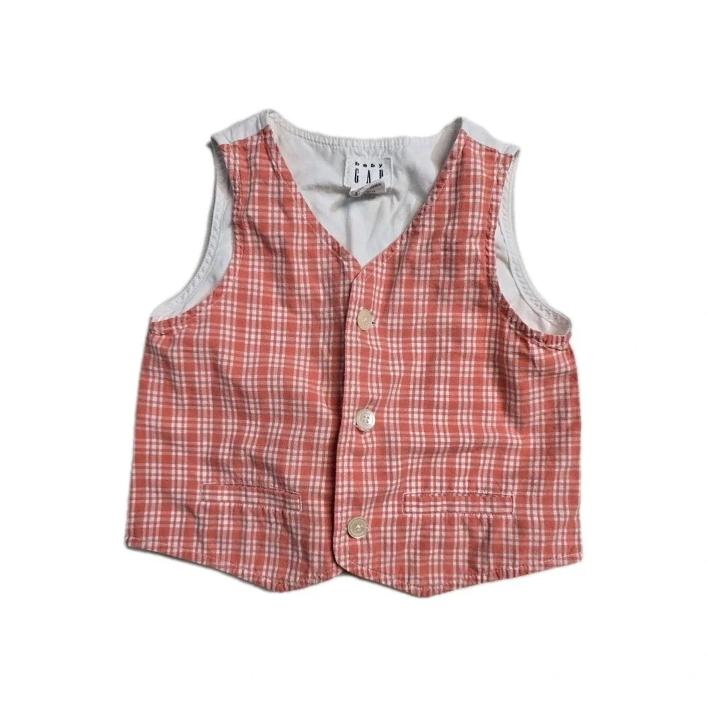 Vintage  Baby‎ Gap Boys 18-24 Months Vest Top Orange White